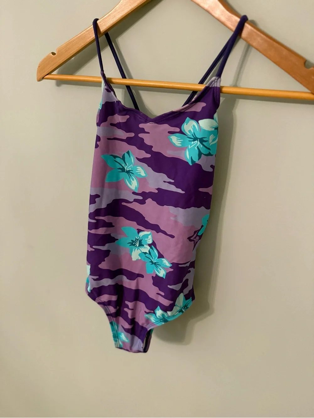 Girls Purple Floral One-Piece Swimsuit Size 7